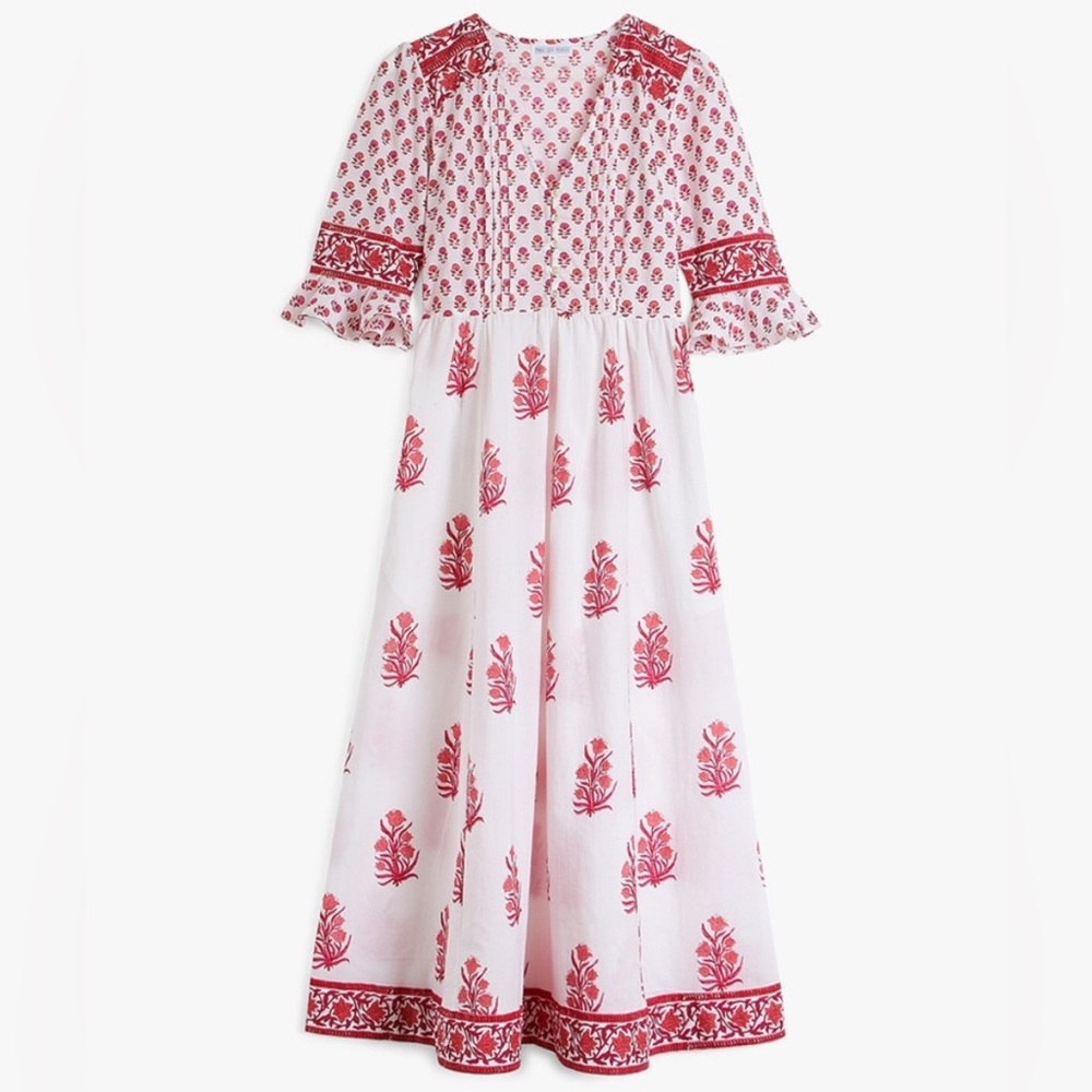 Elegant Red and White Midi Dress